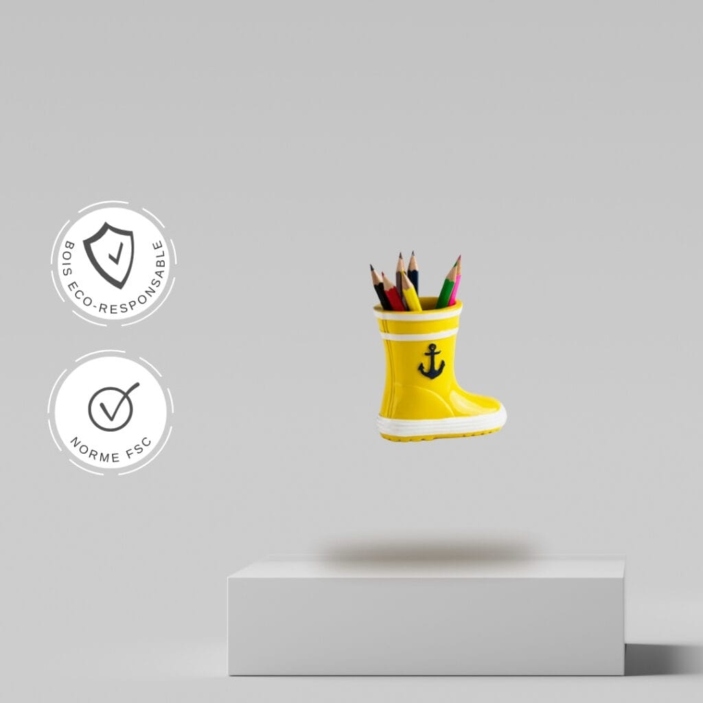 pot à crayon botte de pêche - jaune